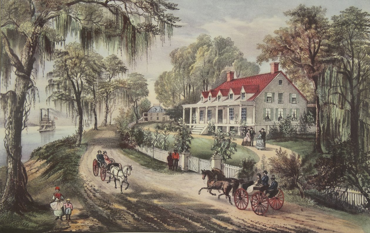 A Home On The Mississippi, pub. 1871, Currier & Ives tekijältä American School