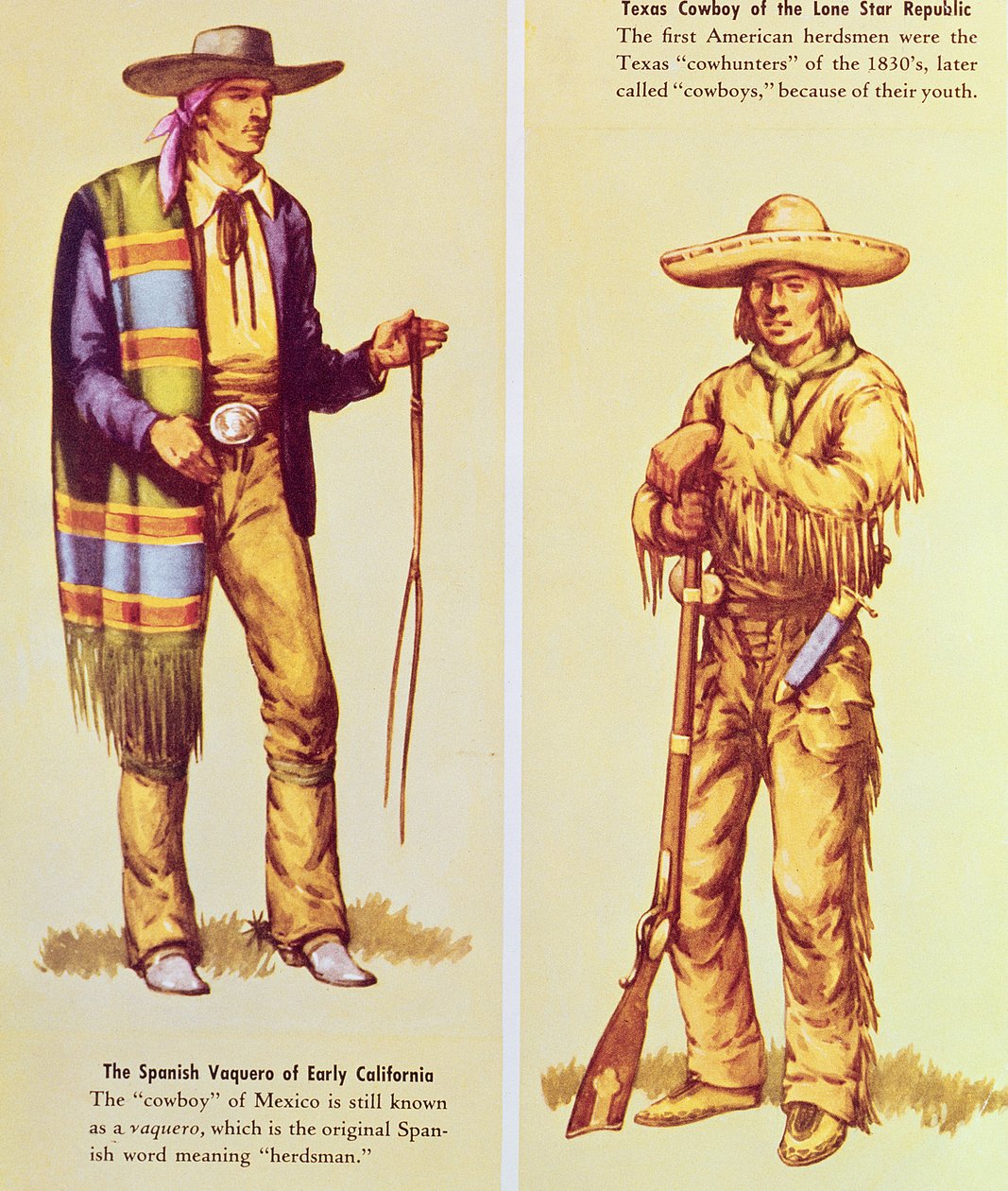 Meksikolainen Vaquero ja amerikkalainen cowboy tekijältä American School