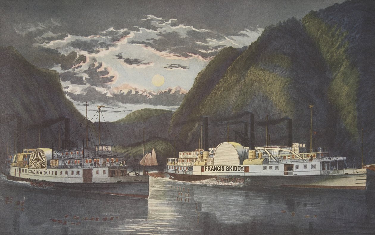 A Night on the Hudson - Through at Daylight, pubi. 1864, Currier & Ives tekijältä American School