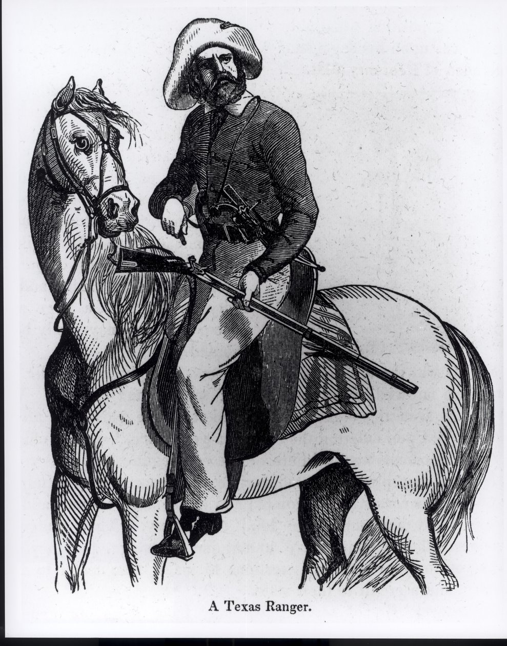 Teksasin metsänvartija, kuvitus John Frostin teoksesta "Pictorial History of Mexico and the Mexican War", 1848 tekijältä American School
