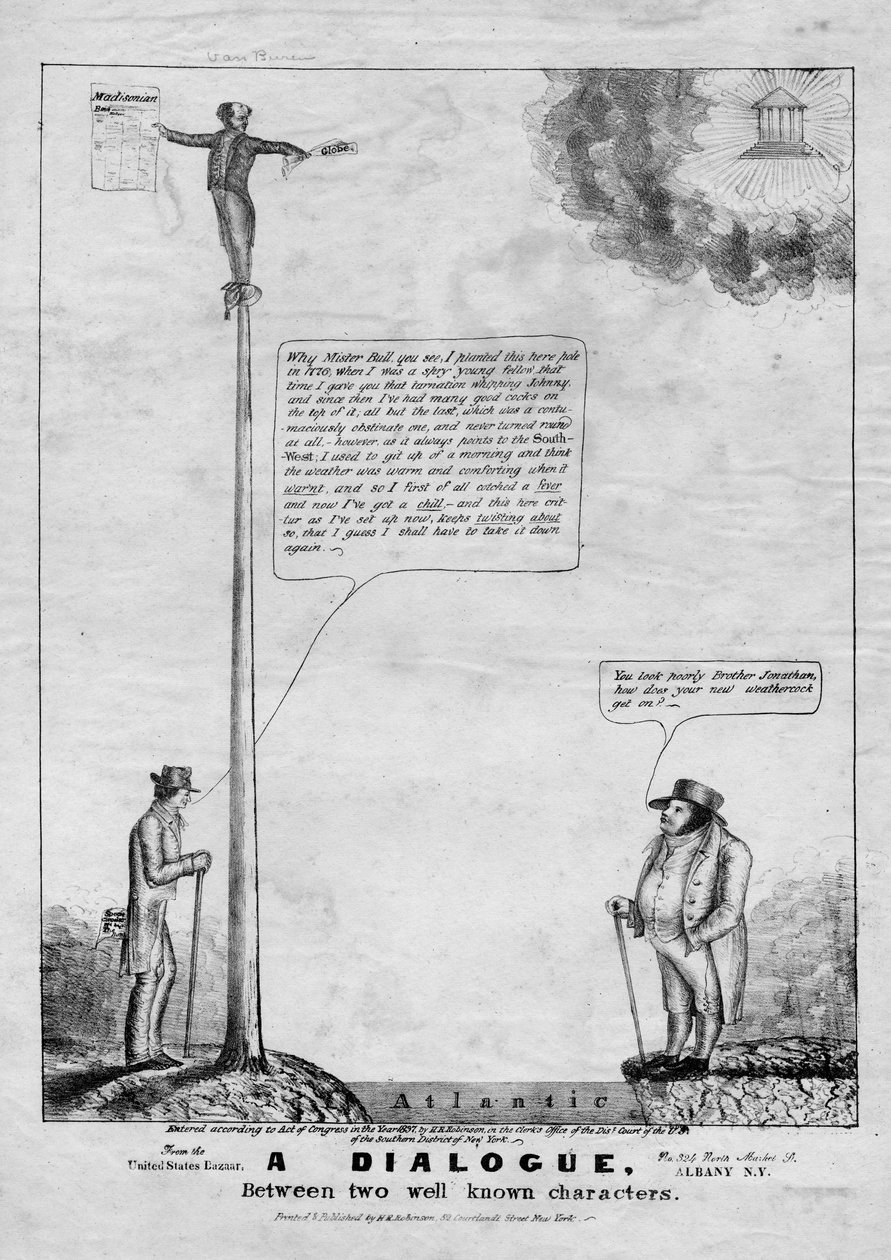 Dialogi kahden tunnetun hahmon välillä, julkaissut H.R. Robinson, New York, 1837 tekijältä American School