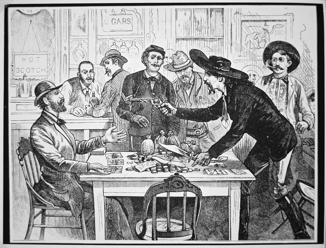 Peluri syyttää pelaajatoveriaan pettämisestä, n. 1880 (kaiverrus) tekijältä American School