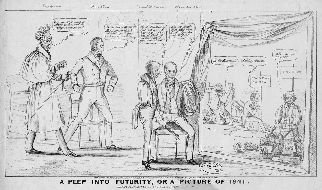 Kurkistus tulevaisuuteen, tai Kuva vuodelta 1841, julkaisija MR Robinson, New York, 1838 tekijältä American School