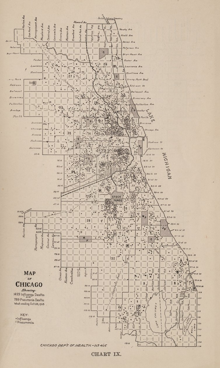 Raportti influenssaepidemiasta Chicagon kaupungissa syksyllä 1918 tekijältä American School