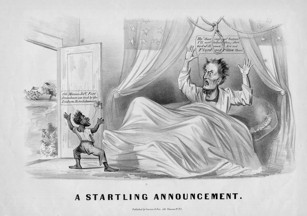 Hätkähdyttävä ilmoitus, julkaisija Currier & Ives, n. 1862 tekijältä American School
