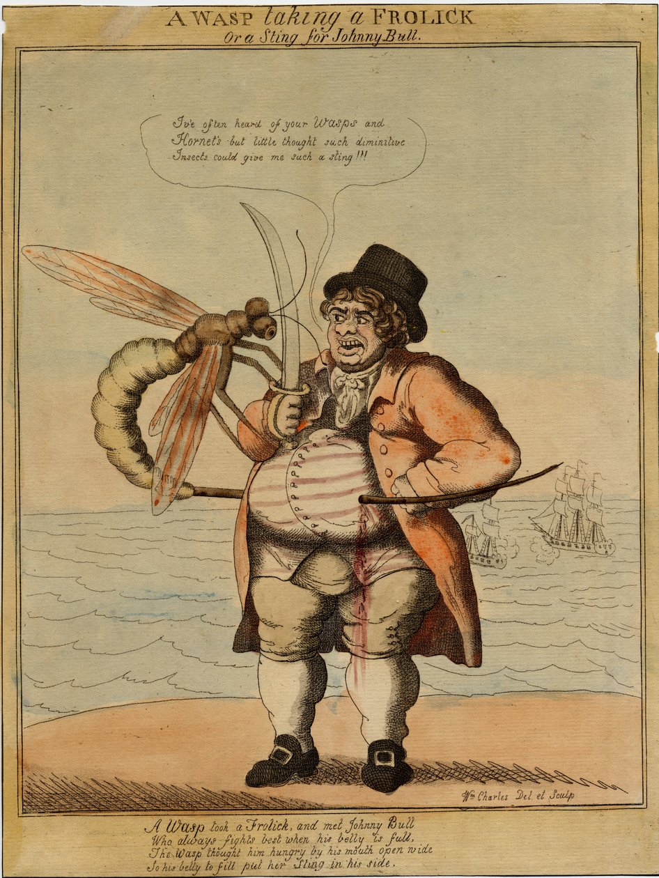 Ampiainen leikkimässä, 1813 (käsinvärinen etsaus) tekijältä American School