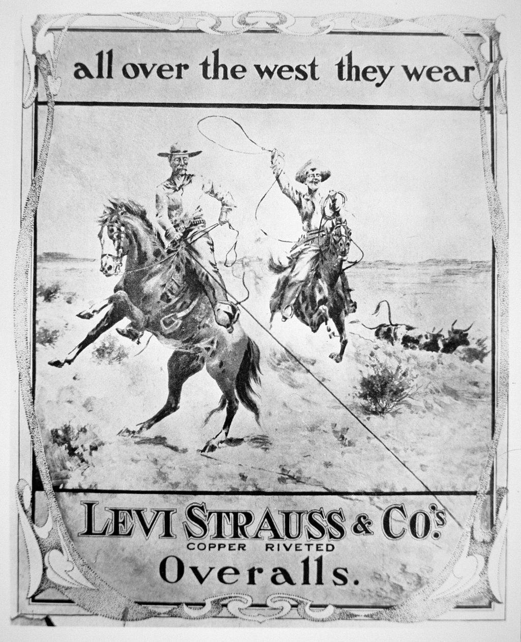 Levi Strauss & Co:n mainos, n. 1900 (litho) tekijältä American School