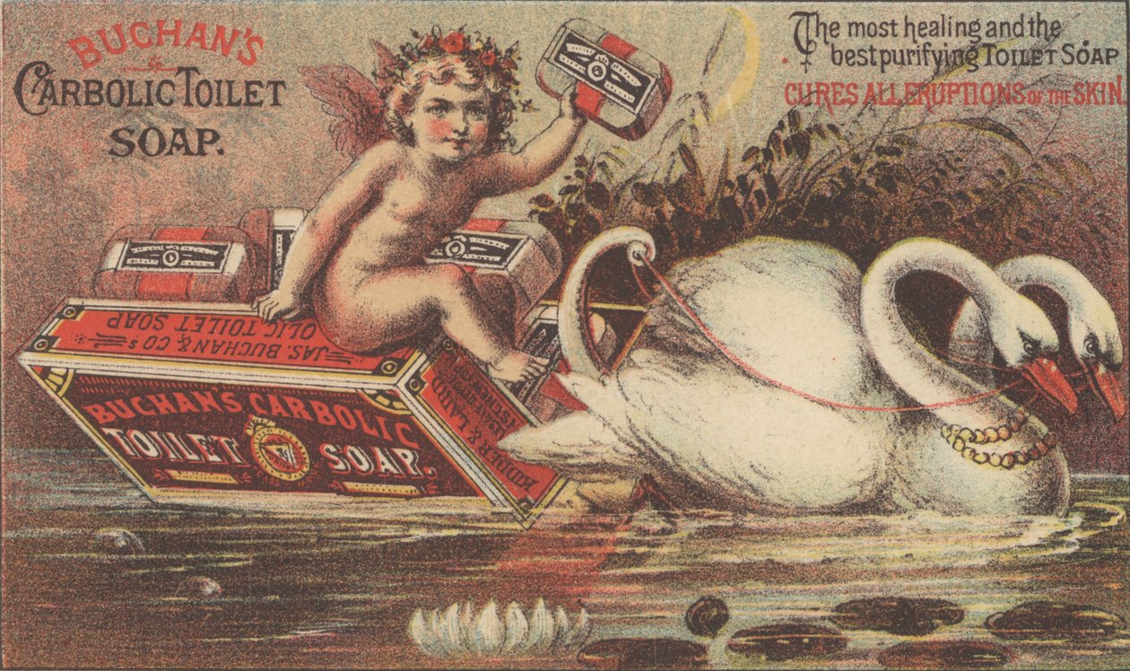 Mainos Buchanin Carbolic WC-saippualle, n. 1880 tekijältä American School