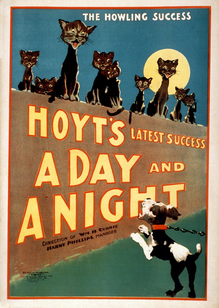Mainos Charles Hoytsille A Day and a Night, pub.1899 tekijältä American School