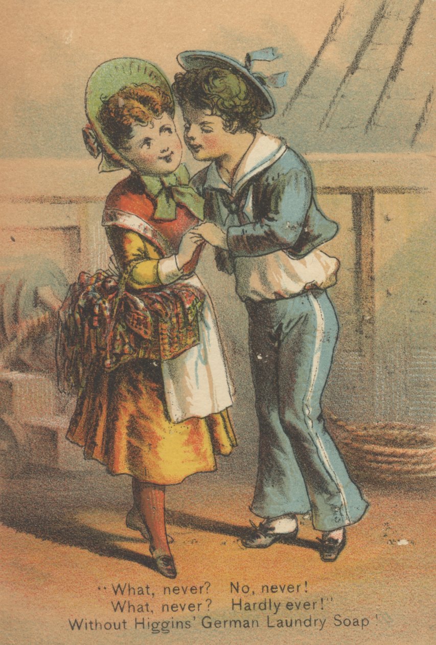 Mainos Higginsin saksalaiselle pesusaippualle, n. 1880 tekijältä American School