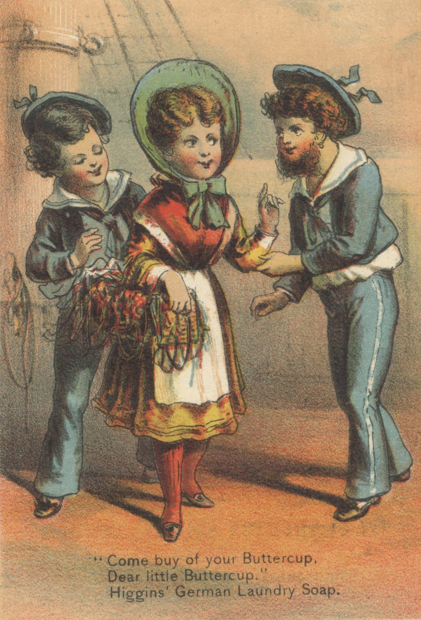 Mainos Higginsin saksalaiselle pesusaippualle, n. 1880 tekijältä American School