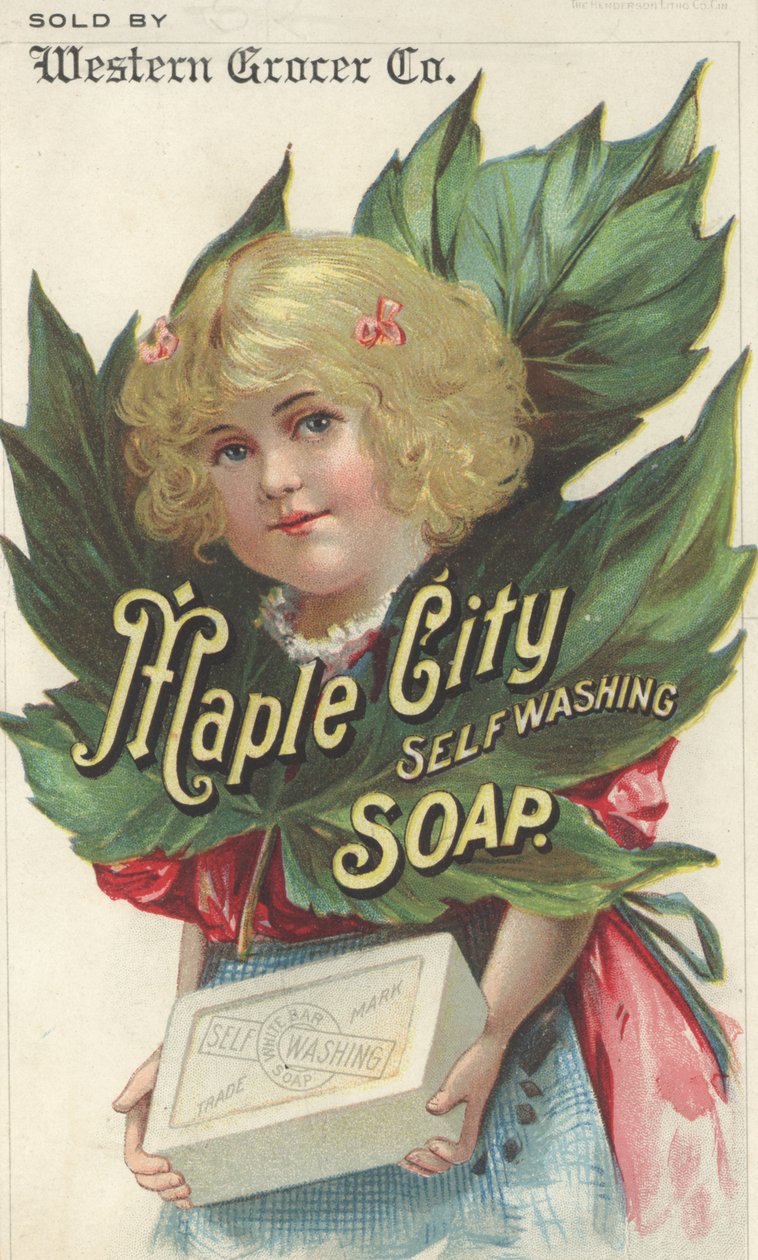 Maple City Self Washing Soap -mainos, n. 1880 tekijältä American School