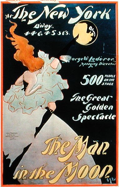 Mainos elokuvalle "The Man in the Moon", Broadwaylla, New Yorkissa (värilitho) tekijältä American School