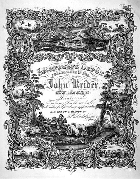 Mainos John Kreiderille, Gun Maker, Philadelphia, n. 1860 (litho) tekijältä American School