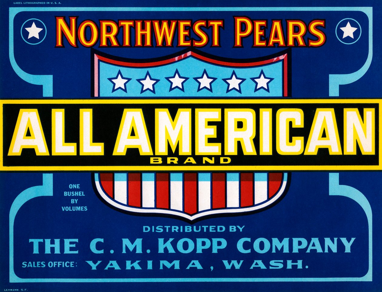 All American Brand Fruit Crate Label, n. 1920 (litografia) tekijältä American School