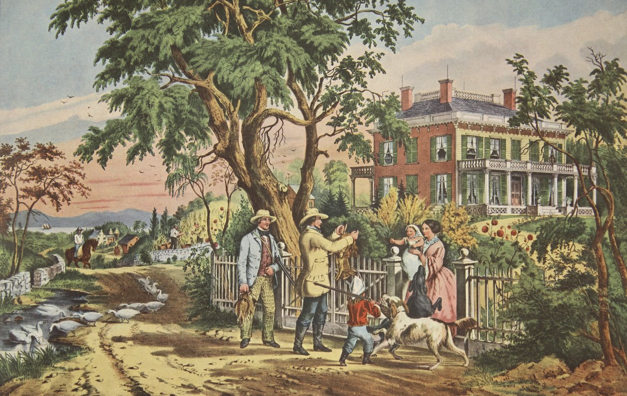 American Country Life - lokakuun iltapäivä, pubi. 1855, Currier & Ives tekijältä American School