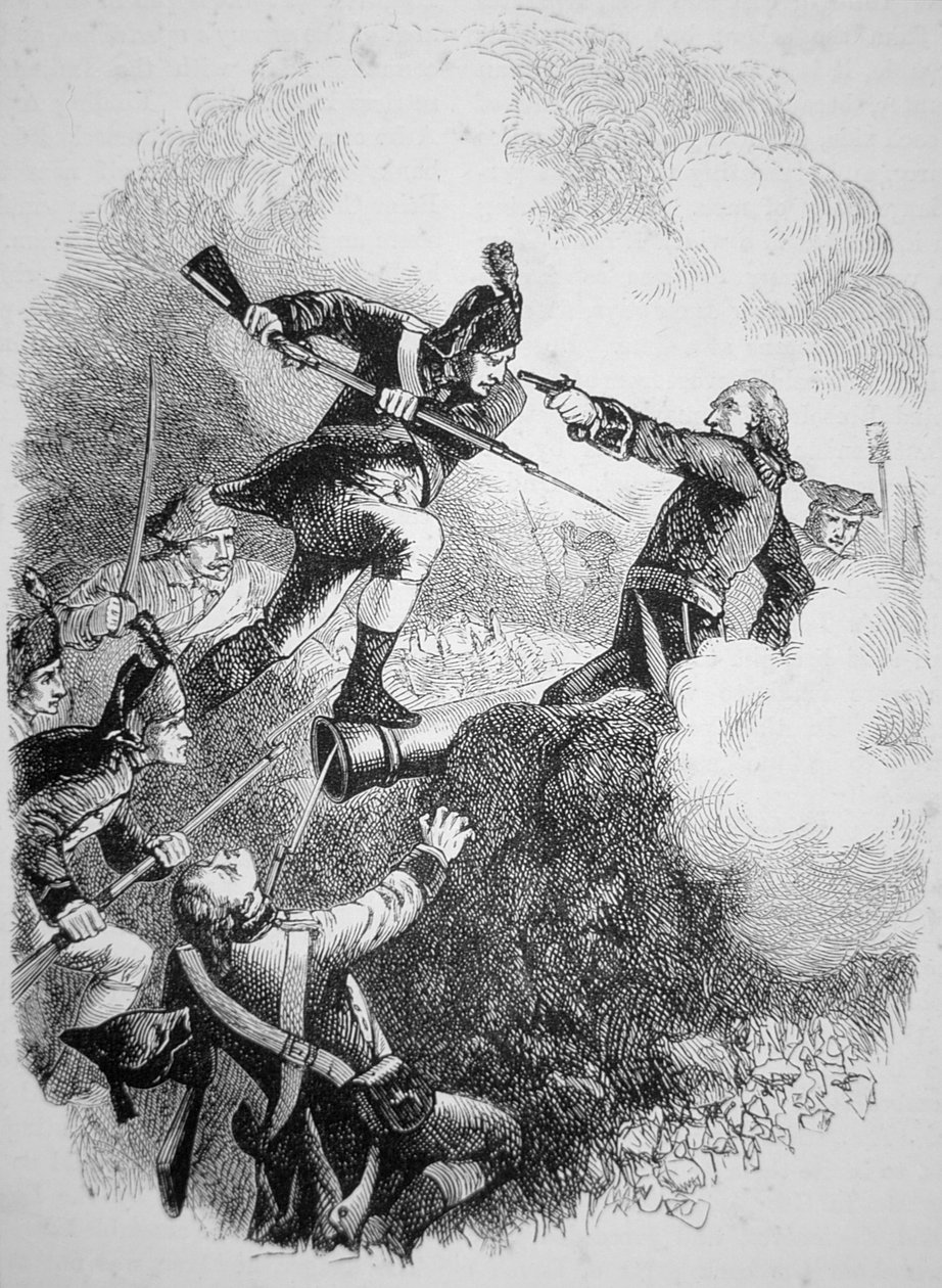 Amerikkalainen kenraali Anthony Wayne valloitti brittiläisen linnoituksen Stony Pointissa rohkealla bajonettihyökkäyksellä heinäkuussa 1779 (litho) tekijältä American School