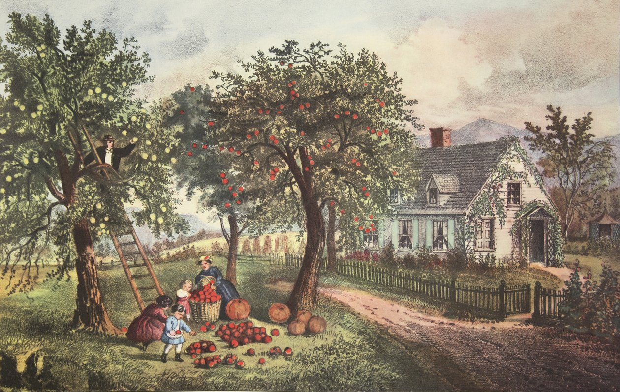 American Homestead - Syksy, pubi. 1869, Currier & Ives tekijältä American School