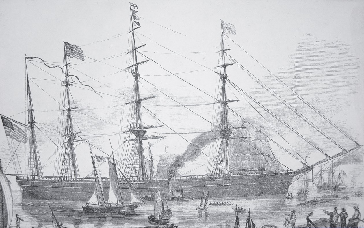 Amerikkalainen purjelaiva "The Great Republic", n.1853 (kaiverrus) tekijältä American School