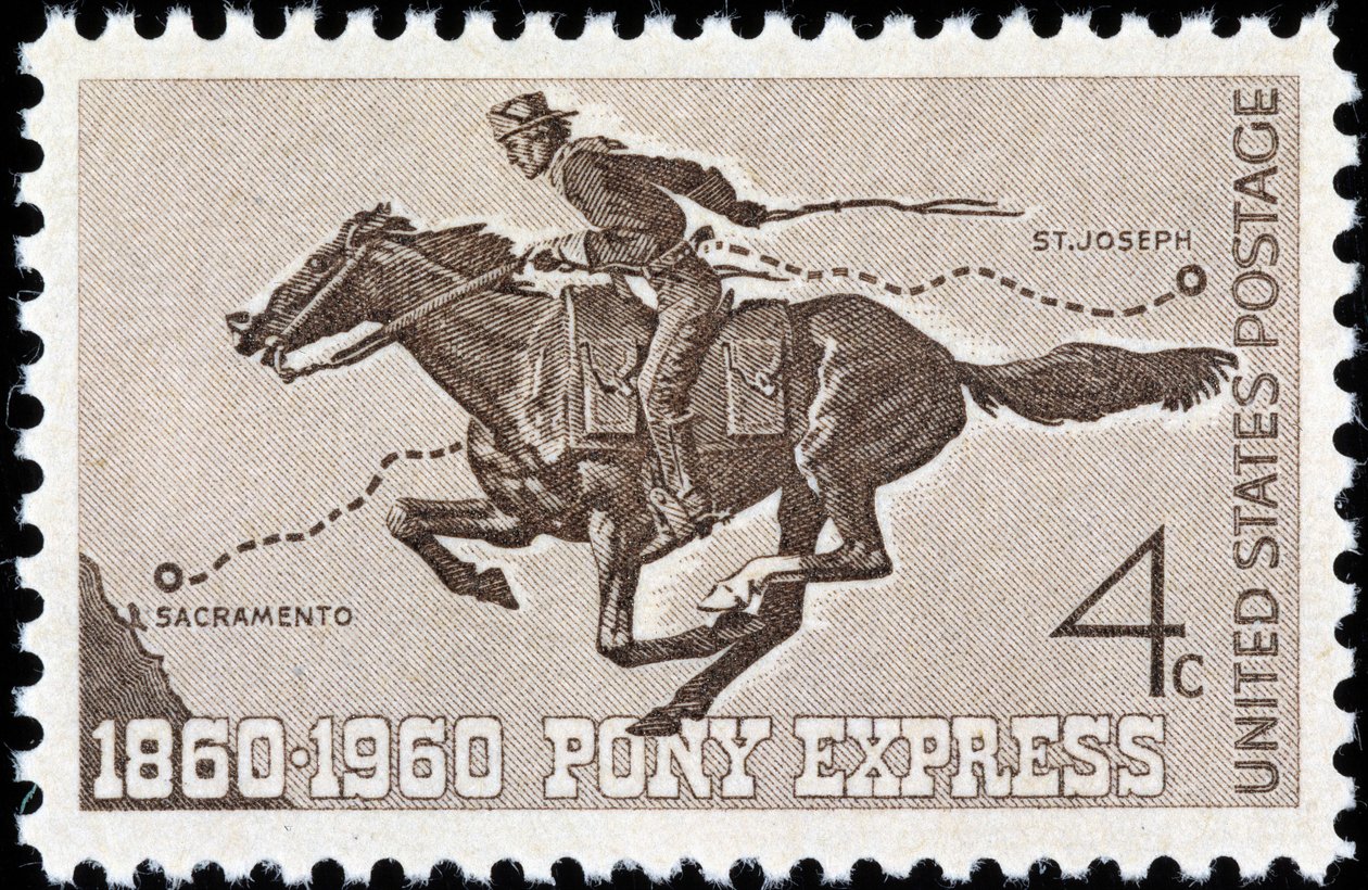 Amerikkalainen postimerkki Pony Expressissä tekijältä American School
