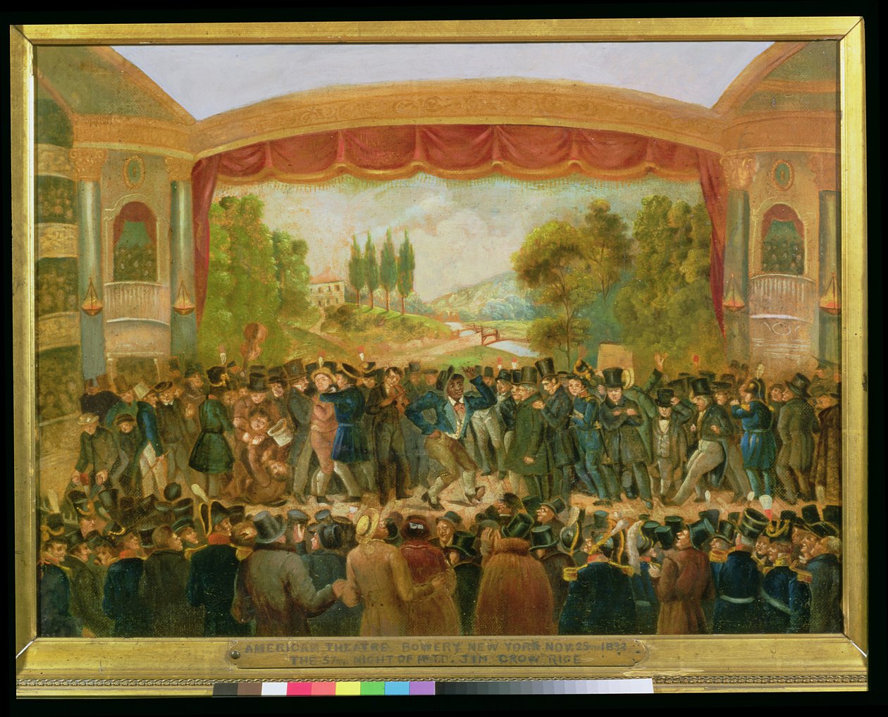 Amerikkalainen teatteri, Bowery, New York, kuvaa herra T.D. Jim Crow Ricen (1808-60) 57. yötä 25. marraskuuta 1833 tekijältä American School