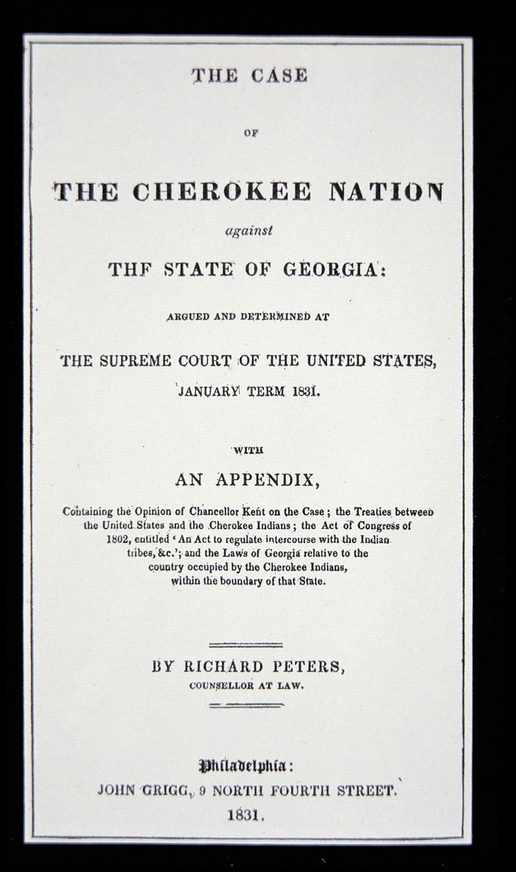 Cherokee Nationin poistamista estävä kanava vastauksena intiaanien pakkosiirtoon kotimaasta tekijältä American School