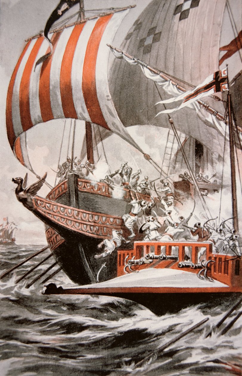 Arouji, Barbarossan veli, hyökkää paavi Julius II:n aarrekeittiöihin vuonna 1504 (väri litho) tekijältä American School