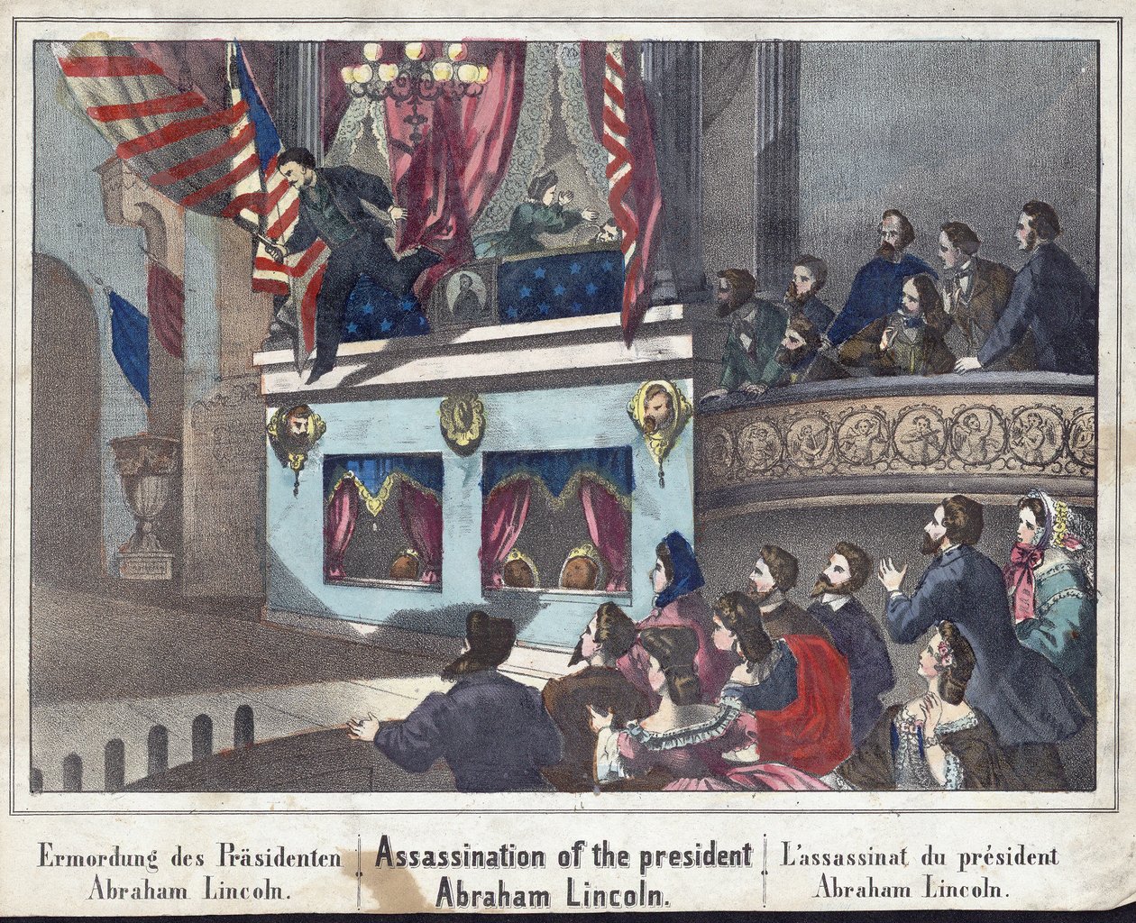 Presidentti Abraham Lincolnin salamurha, pub. 1865 tekijältä American School