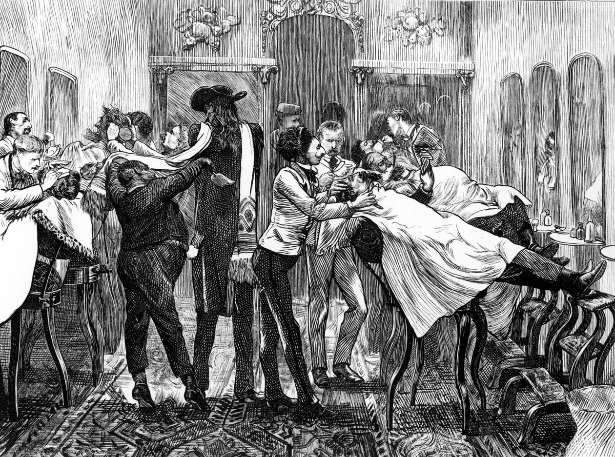 Barbers Saloon New Yorkissa, 1870 tekijältä American School