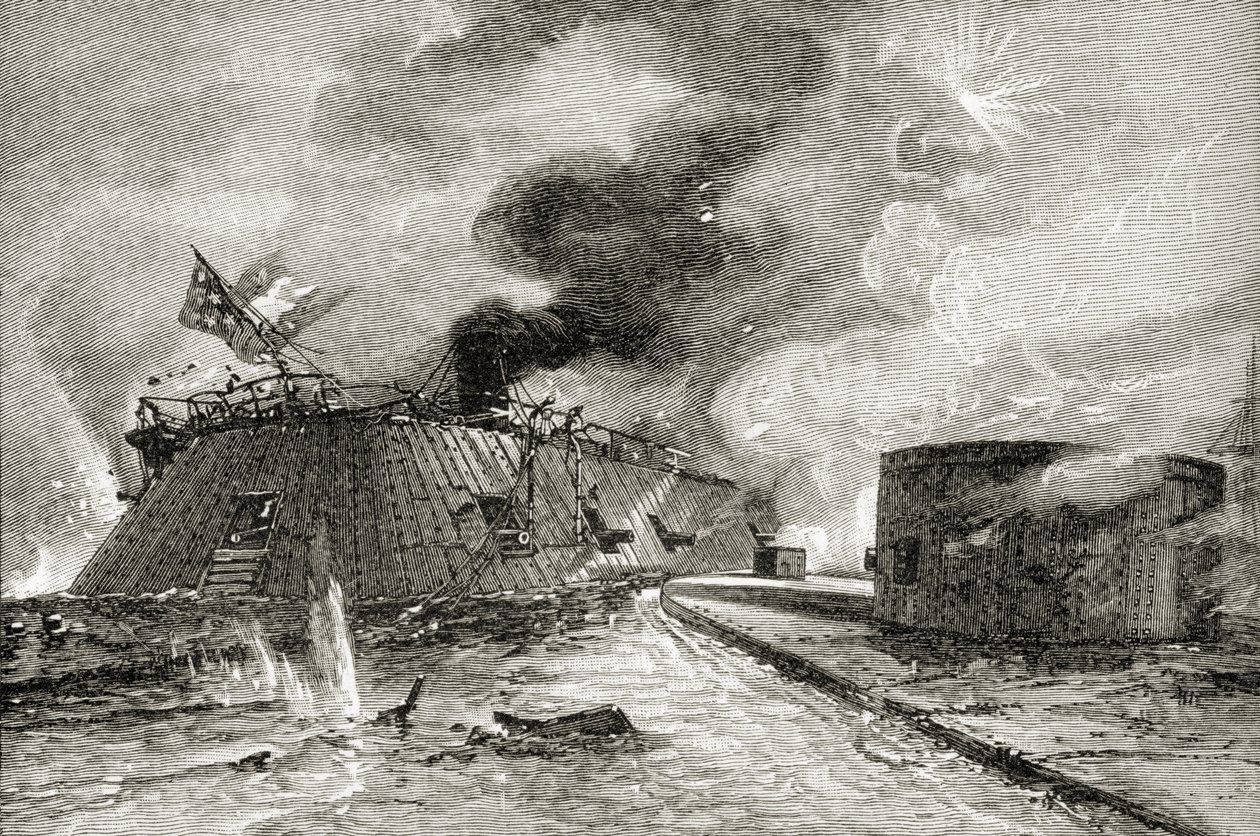 Taistelu Monitorin ja Merrimacin välillä vuonna 1862, A. S. Barnes und Co:n vuonna 1885 julkaisemasta julkaisusta A Brief History of the United States tekijältä American School