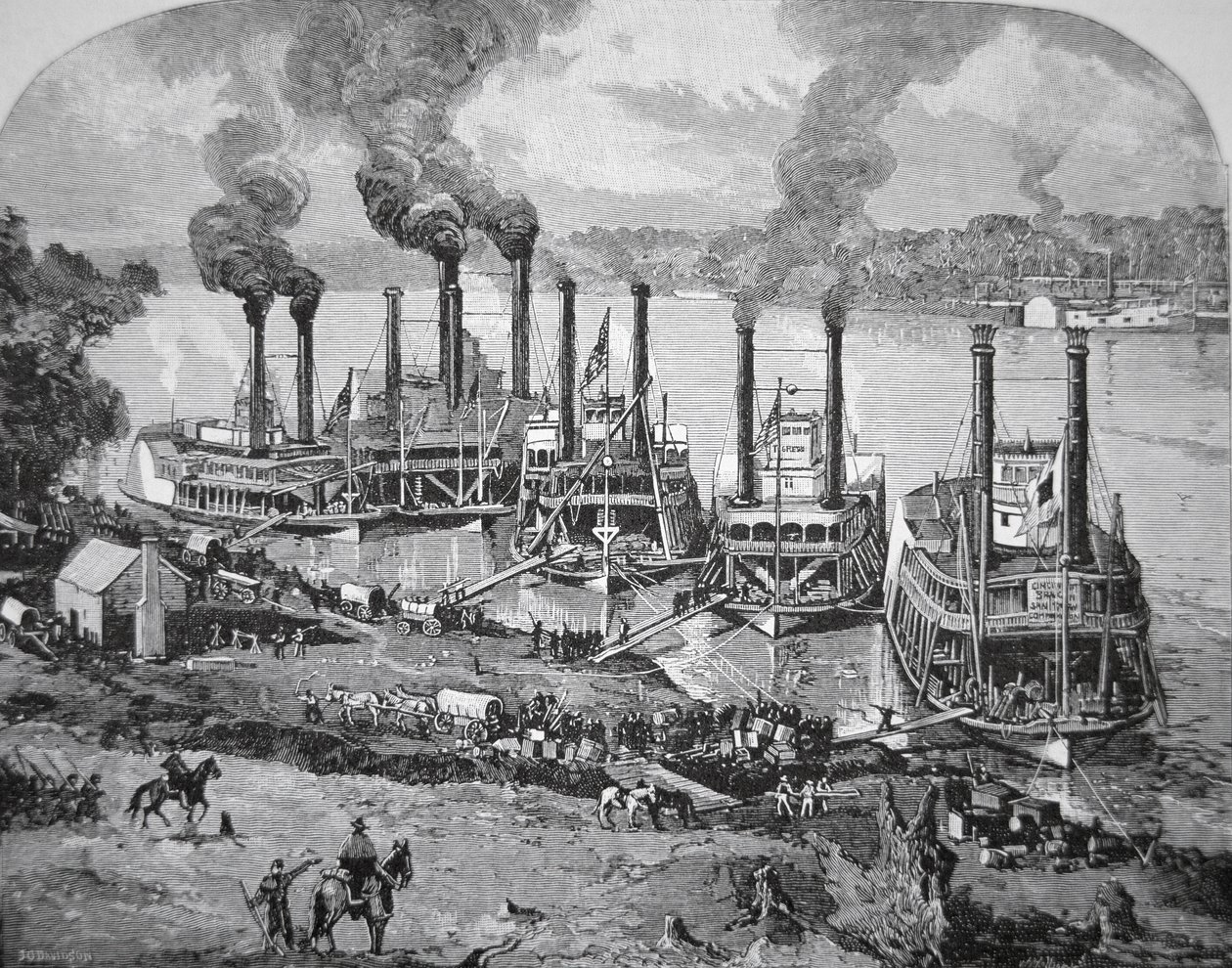 Shilohin taistelu, joka tunnetaan myös nimellä Pittsburg Landing, huhtikuu 1862 (litho) tekijältä American School