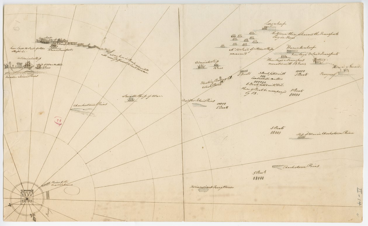 Taistelusuunnitelma Bostonin sataman piirittämiseksi, n. 1775-1776 tekijältä American School