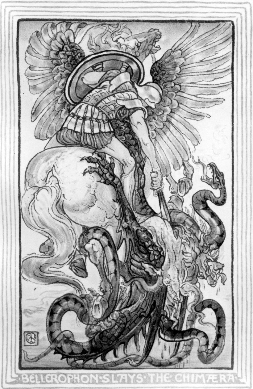 Bellerophon Slayed the Chimera, otettu Nathaniel Hawthornen kirjoittamasta ihmekirjasta tytöille ja pojille, 1852 tekijältä American School