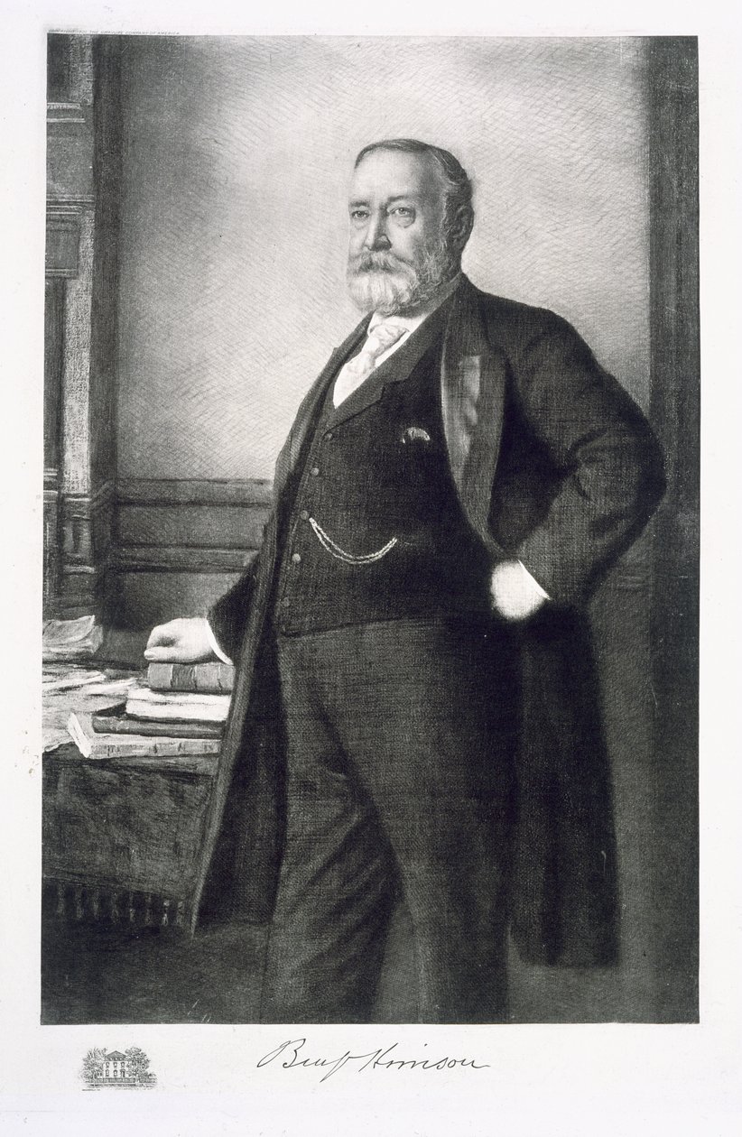 Benjamin Harrison (1833-1901), Amerikan yhdysvaltojen 23. presidentti, pub. 1901 (syväpaino) tekijältä American School