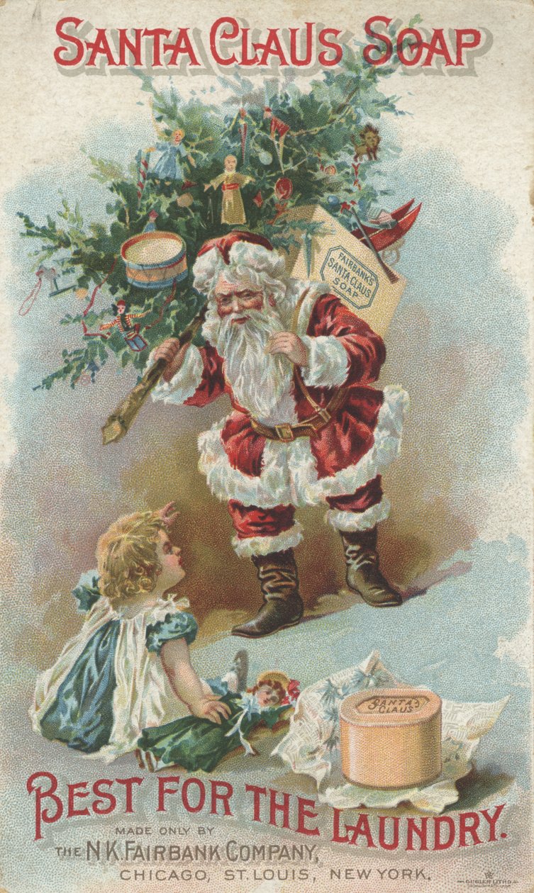 Best for the Laundry, mainos Fairbanks Santa Claus Soap, n.1880 tekijältä American School