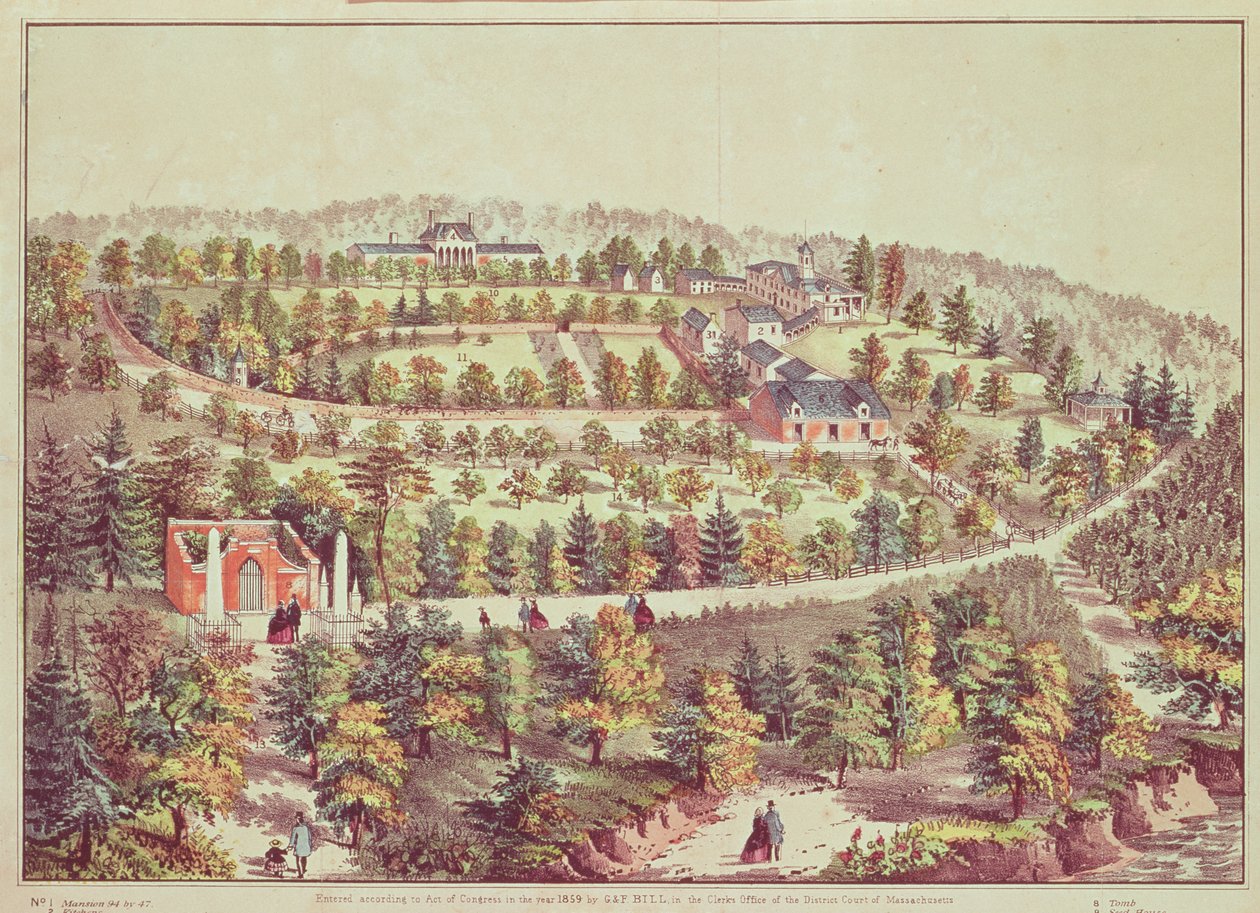 Lintuperspektiivistä Mount Vernon, 1859 tekijältä American School
