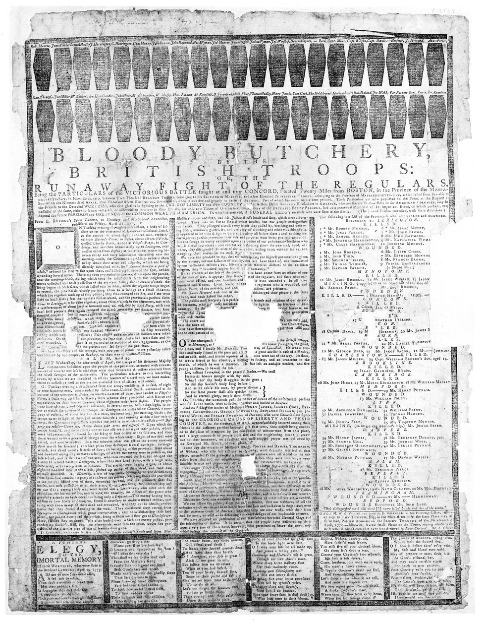Brittijoukkojen verinen teurastamo, Salem 1775 (tulostus) tekijältä American School