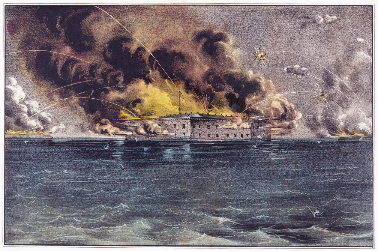 Sumterin linnakkeen pommitus, Charlestonin satama, 12. ja 13. huhtikuuta 1861, pub. 1861 tekijältä American School