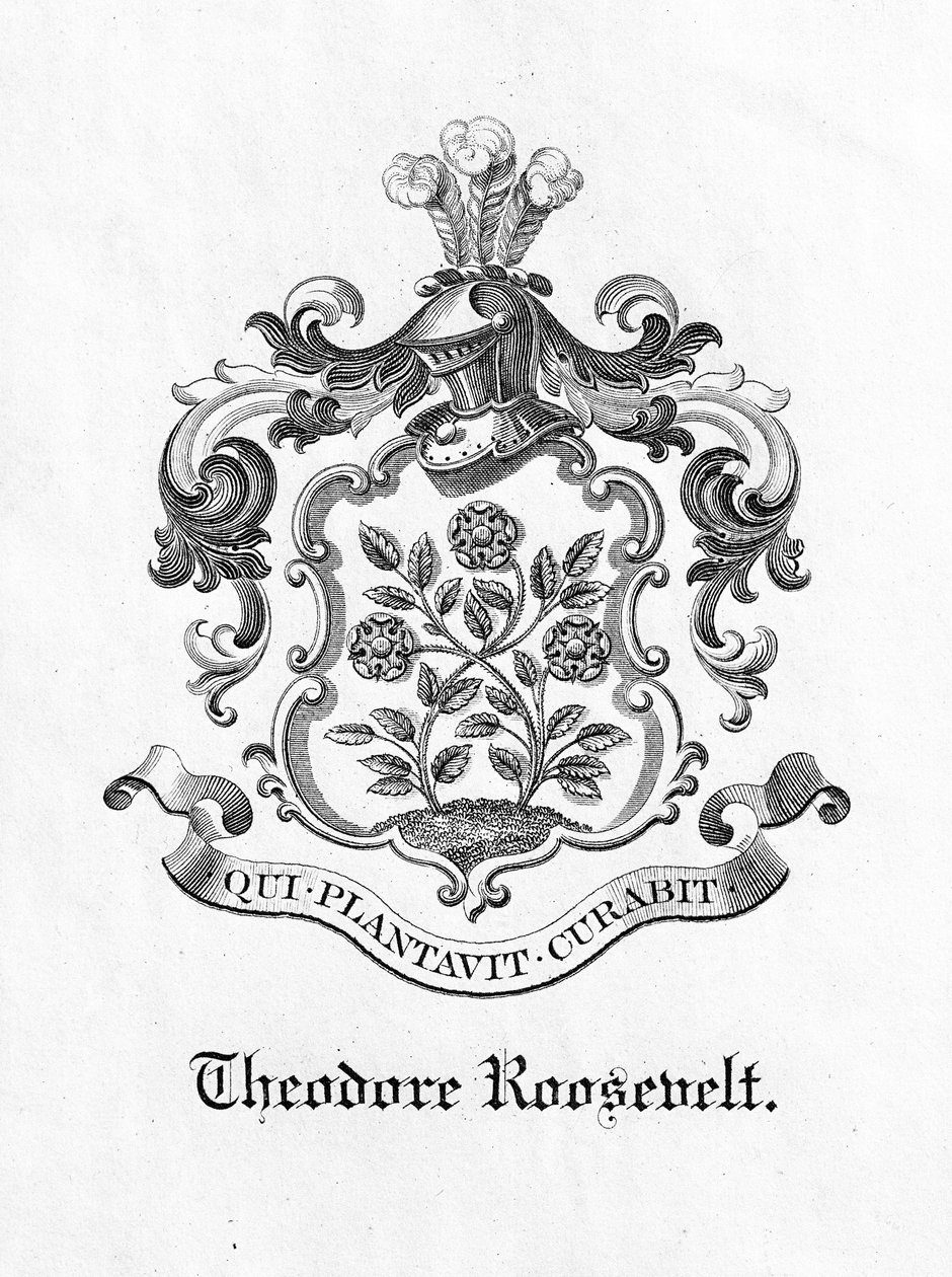 Presidentti Theodore Rooseveltin (1858-1919) kirjakilpi (painettu) tekijältä American School