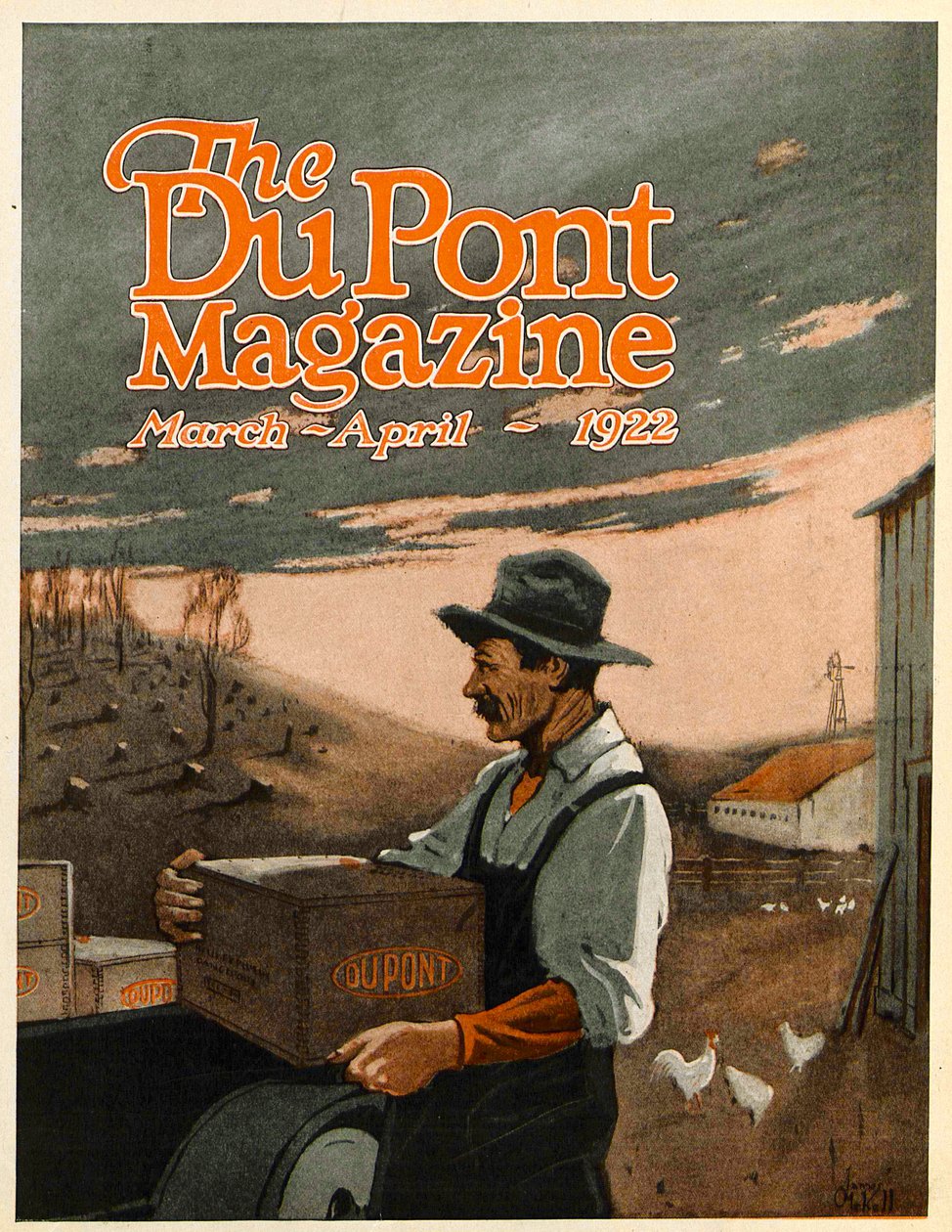Boring Machines and Explosives Twin Helpers, DuPont-lehden etukansi, maalis-huhtikuu 1922 tekijältä American School