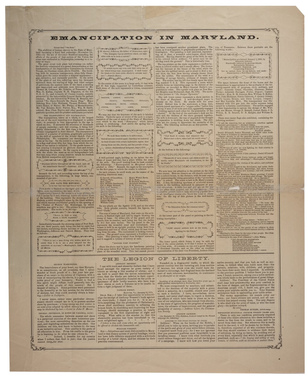 Afroamerikkalaisten rekrytointi ja vapautumisen juhliminen Marylandissa, Ringwalt & Brownissa (fl.1863-1865), noin 1.11.1864 (katso myös GLC 696014, 696015 ja 696017) tekijältä American School