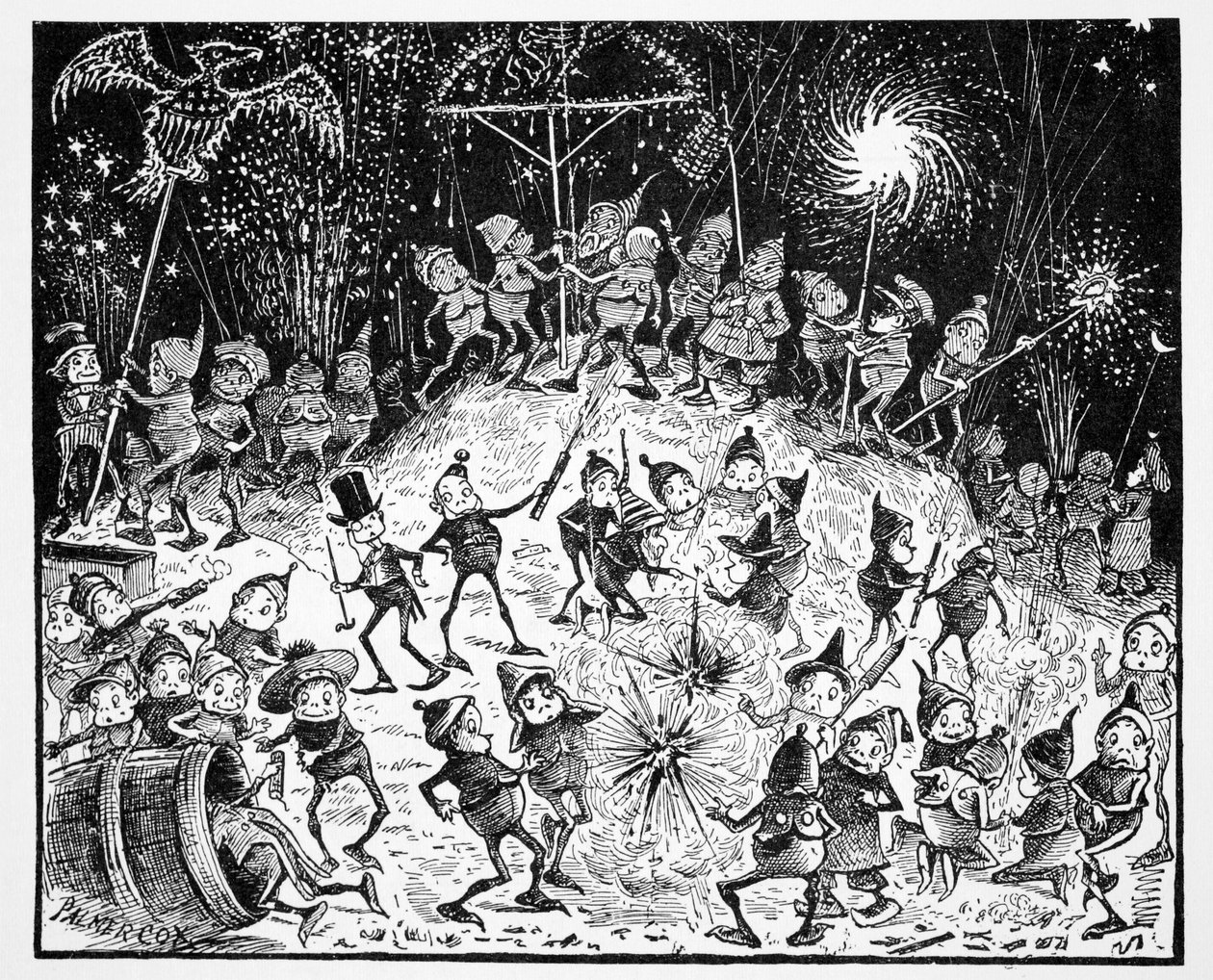 Brownies, Thomas Keightleyn (1789-1872) Maailman oppaasta tonttuihin, keijuihin, haltioihin ja muihin pieniin ihmisiin, Julkaistu 1880, (BW-kaiverrus) tekijältä American School
