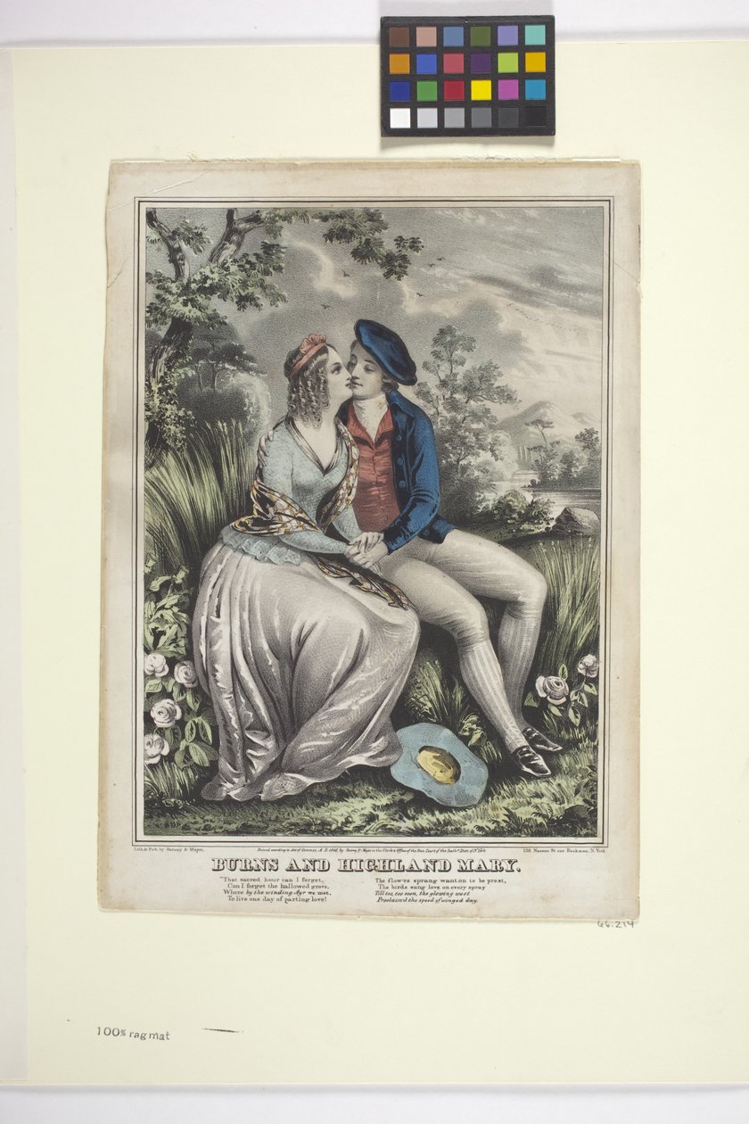 Burns And Highland Mary (käsinvärjätty litografia) tekijältä American School