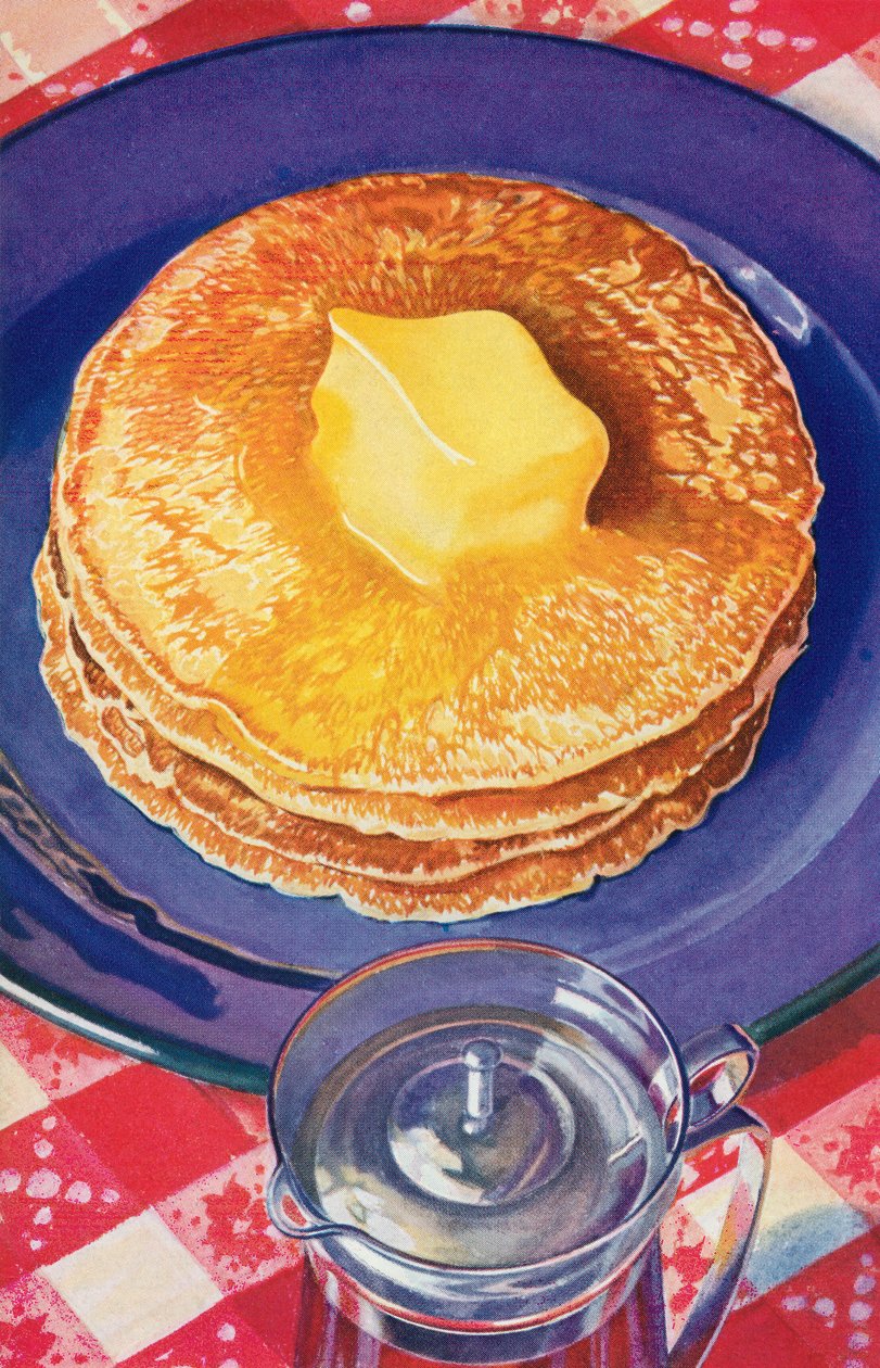Pannukakkupinon päällä sulava voin tekijältä American School