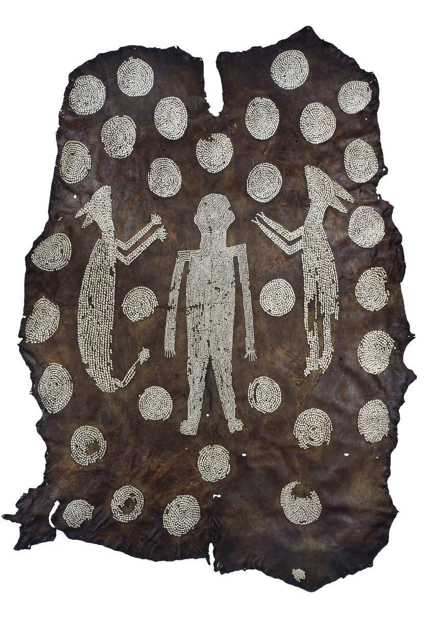 Chief Powhatans Mantle, Pohjois-Amerikan intiaani, Virginiasta, 1500-luvun loppu - 1600-luvun alku (peurannahka kuorikuvioilla) tekijältä American School