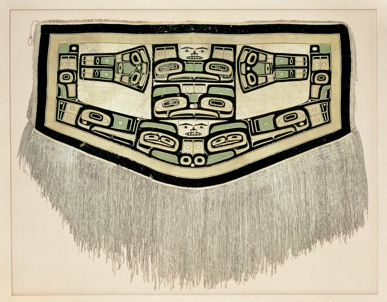 Chilkat-huopa, ennen vuotta 1832 (vuorivuohen villaa ja keltaista setripuuta). tekijältä American School