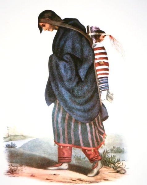 Chippewa äiti ja vauva, n. 1821 (väri litho) tekijältä American School