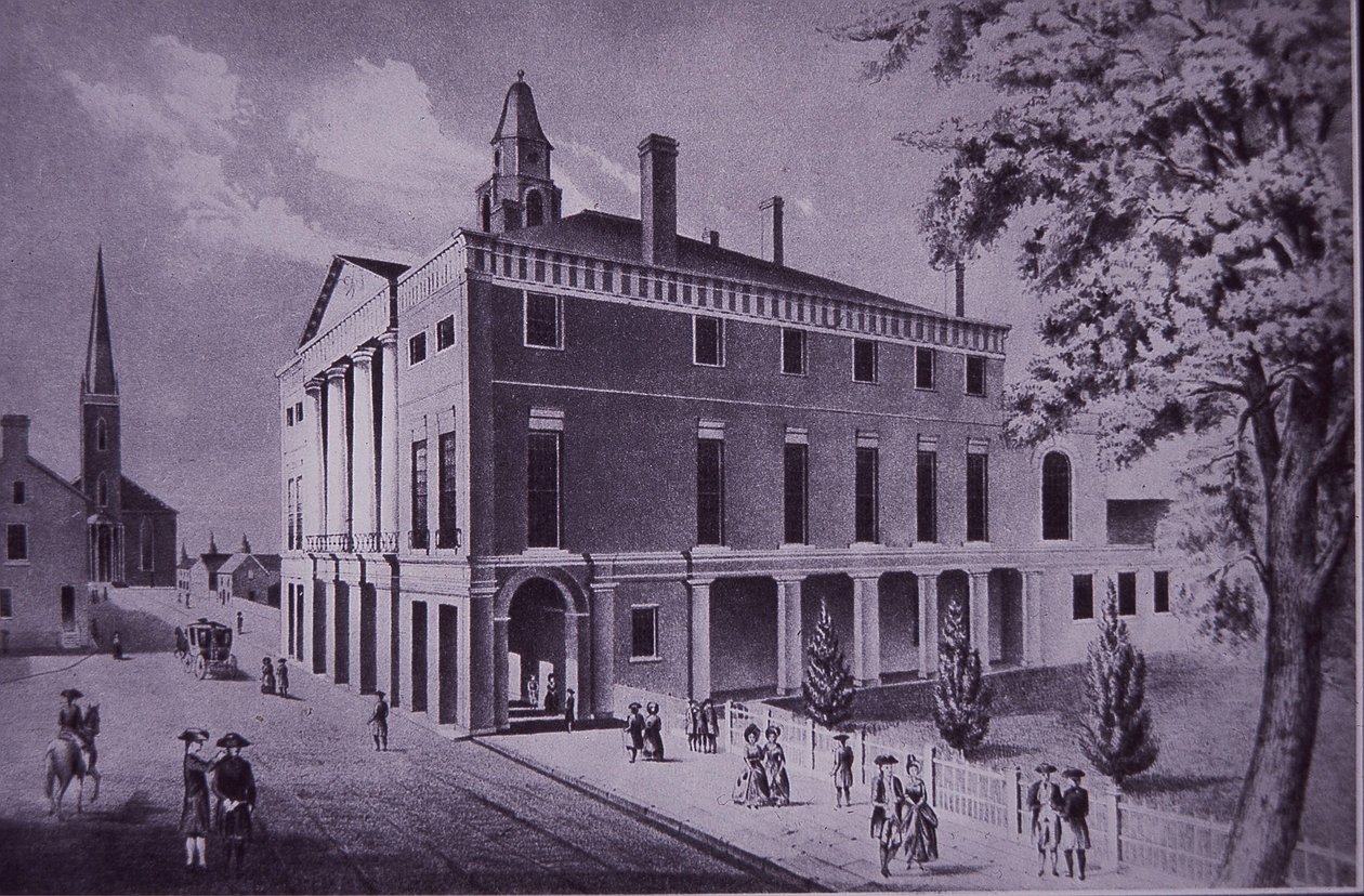 Kaupungintalo, Wall Street, New York City vuonna 1790 (kaiverrus) tekijältä American School