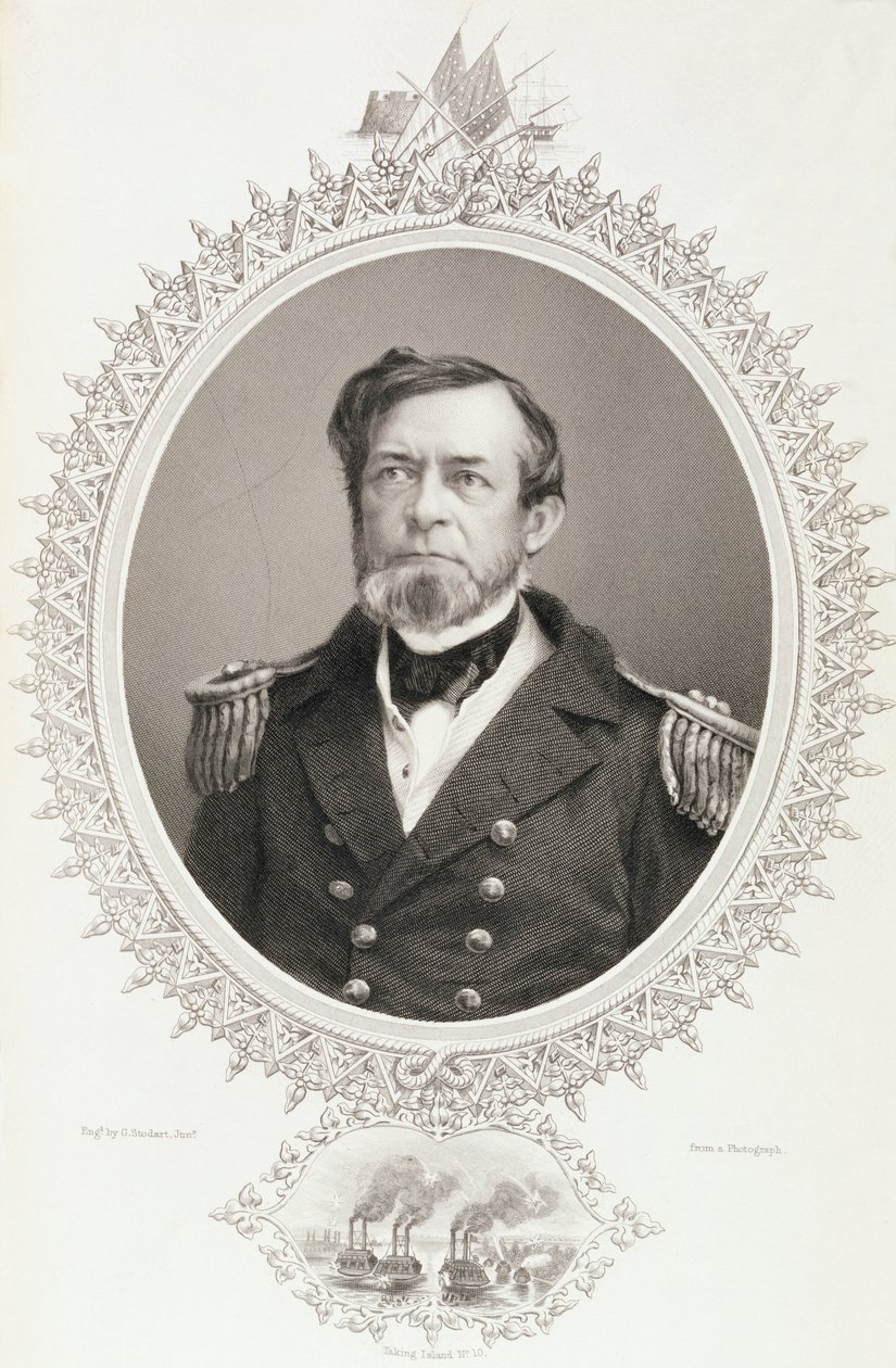 Kommodore Andrew Hull Foote, "The History of the United States", osa. II, Charles Mackay, kaivertanut G. Stodart valokuvasta tekijältä American School