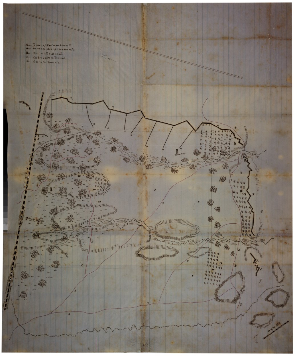 Konfederaation sisällissodan kartta Mississippin armeijan leiristä Corinthissa, Mississippissä, toukokuu 1862 tekijältä American School